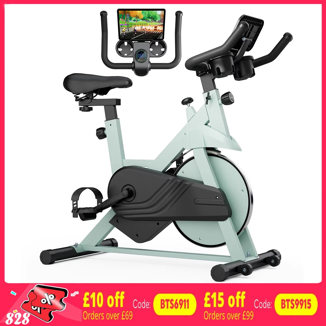 Indoor Exercise Bike with 32-Level Magnetic Resistance, LCD Monitor, and 300 lbs Weight Capacity