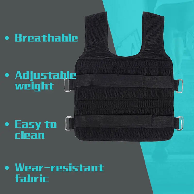 15KG Loading Weight Vest Boxing Train Fitness Equipment Gym Adjustable Waistcoat Exercise Sanda Sparring Protect Sand Clothing