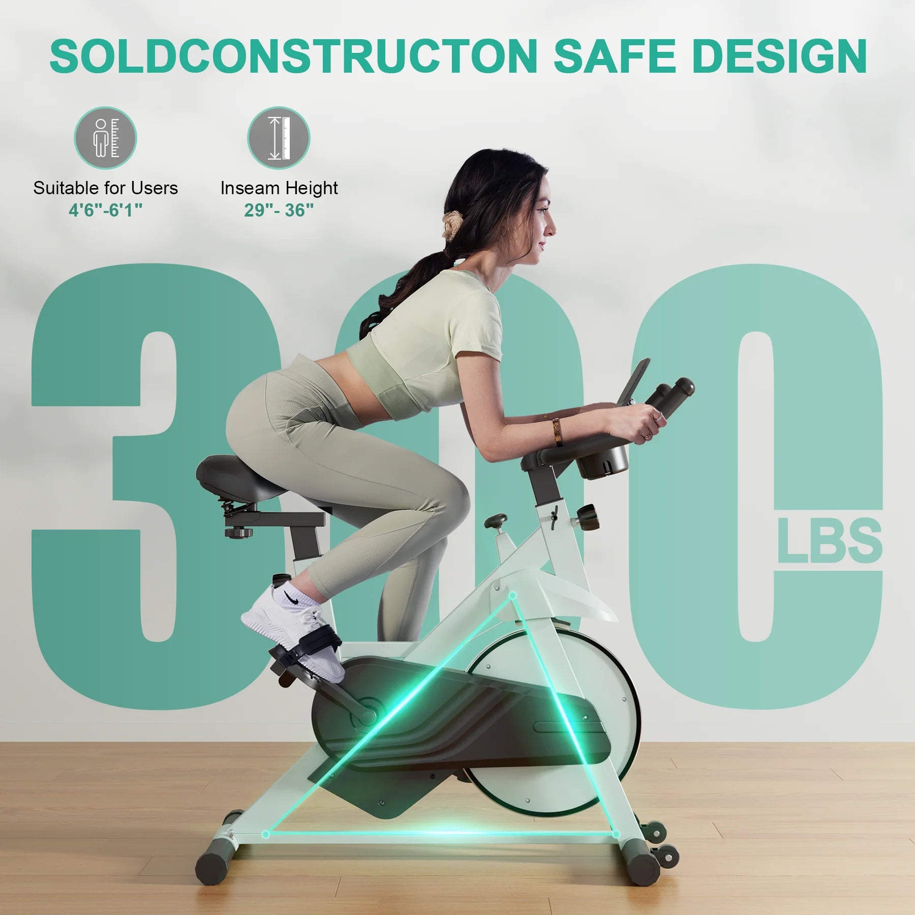 Indoor Exercise Bike with 32-Level Magnetic Resistance, LCD Monitor, and 300 lbs Weight Capacity