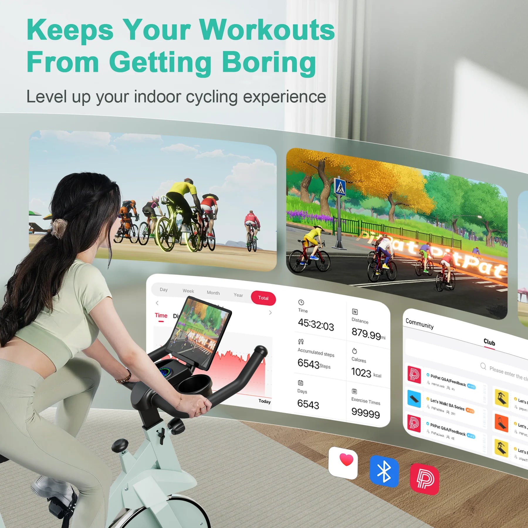 Indoor Exercise Bike with 32-Level Magnetic Resistance, LCD Monitor, and 300 lbs Weight Capacity